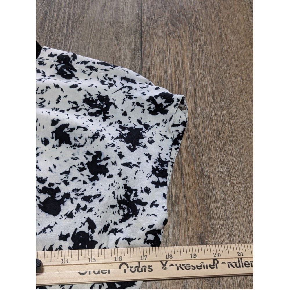 Nicole Miller Dress Womens 10 White Black Print Short Sleeve Tie Waist Casual - Picture 5 of 9